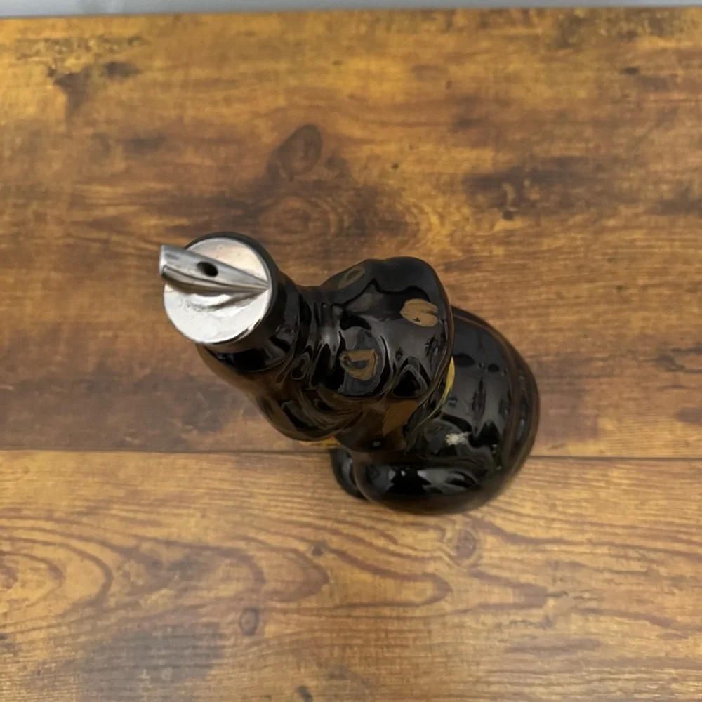 Vintage Booze Hound Liquor Decanter Japan Black‎ Gold Dog Barware 9